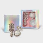 Leopard Paddle Hair Brush Set With Mirror