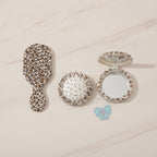 Leopard Paddle Hair Brush Set With Mirror – Korean beauty tool (view 2)