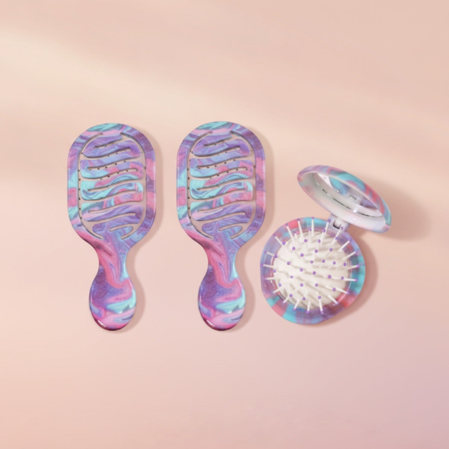 Holographic Hair Brush And Mirror Gift Set