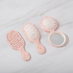 Pink Pearl Detangling Brush And Mirror Set – Korean beauty tool (view 2)