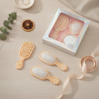 Golden Pearl Hairbrush Mirror Bow Set – Korean beauty tool (view 2)