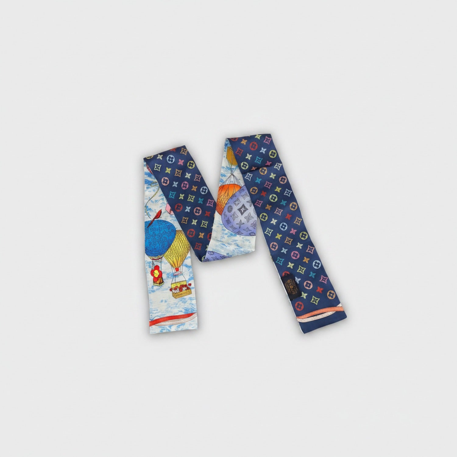 Hot Air Balloon Print Silk Hair Scarf Bandana