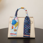 Hot Air Balloon Print Silk Hair Scarf Bandana