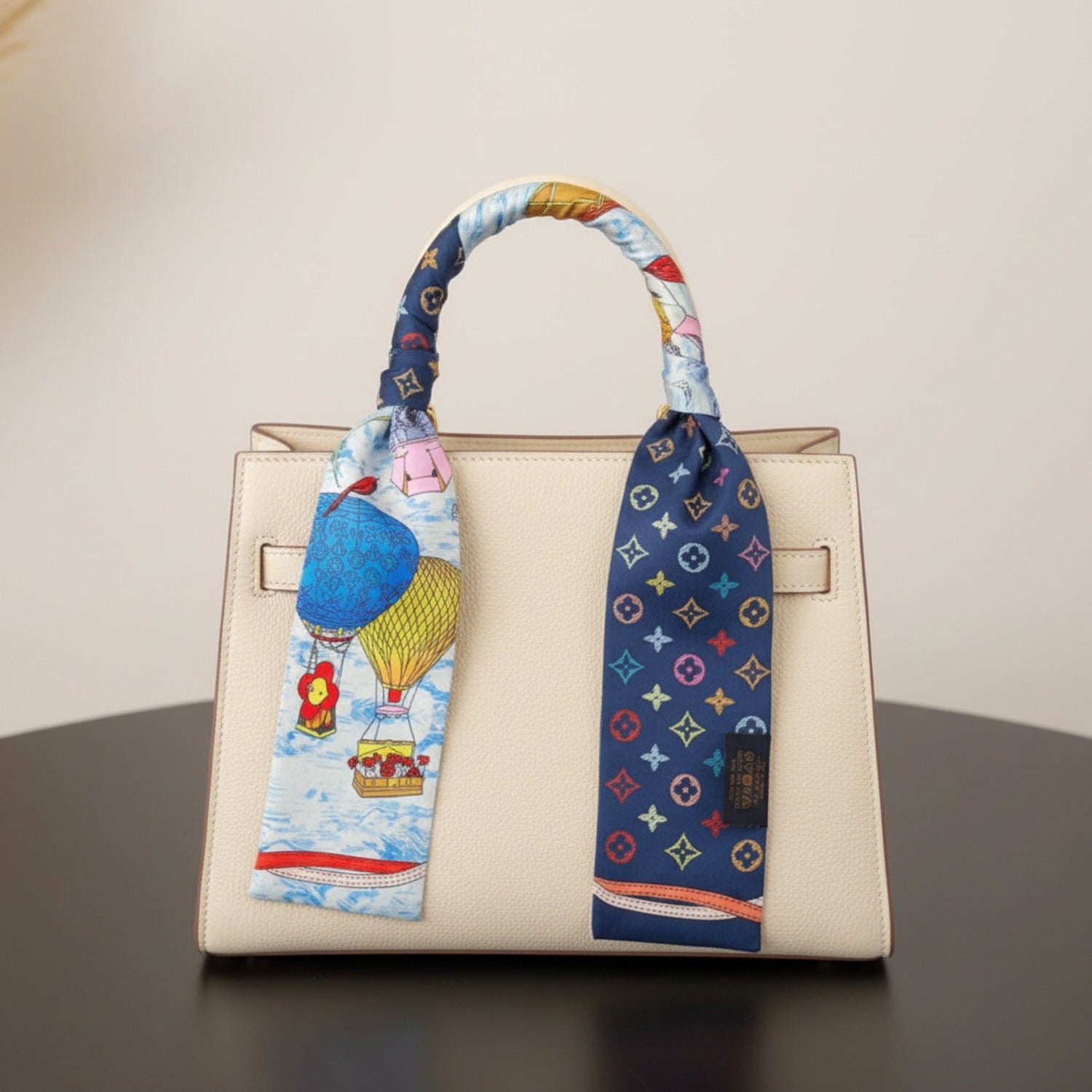 Hot Air Balloon Print Silk Hair Scarf Bandana