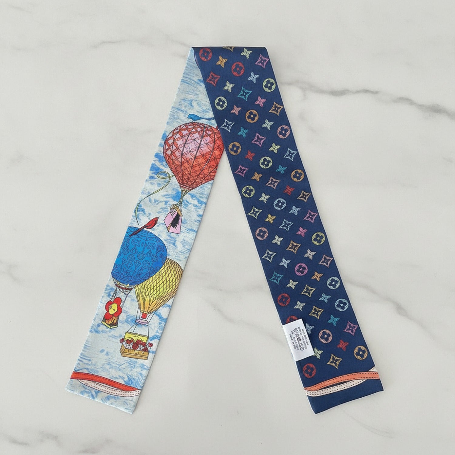 Hot Air Balloon Print Silk Hair Scarf Bandana