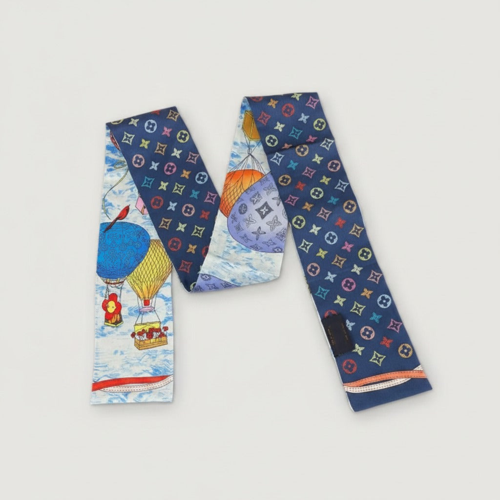 Hot Air Balloon Print Silk Hair Scarf Bandana – scarves & belts (view 1)