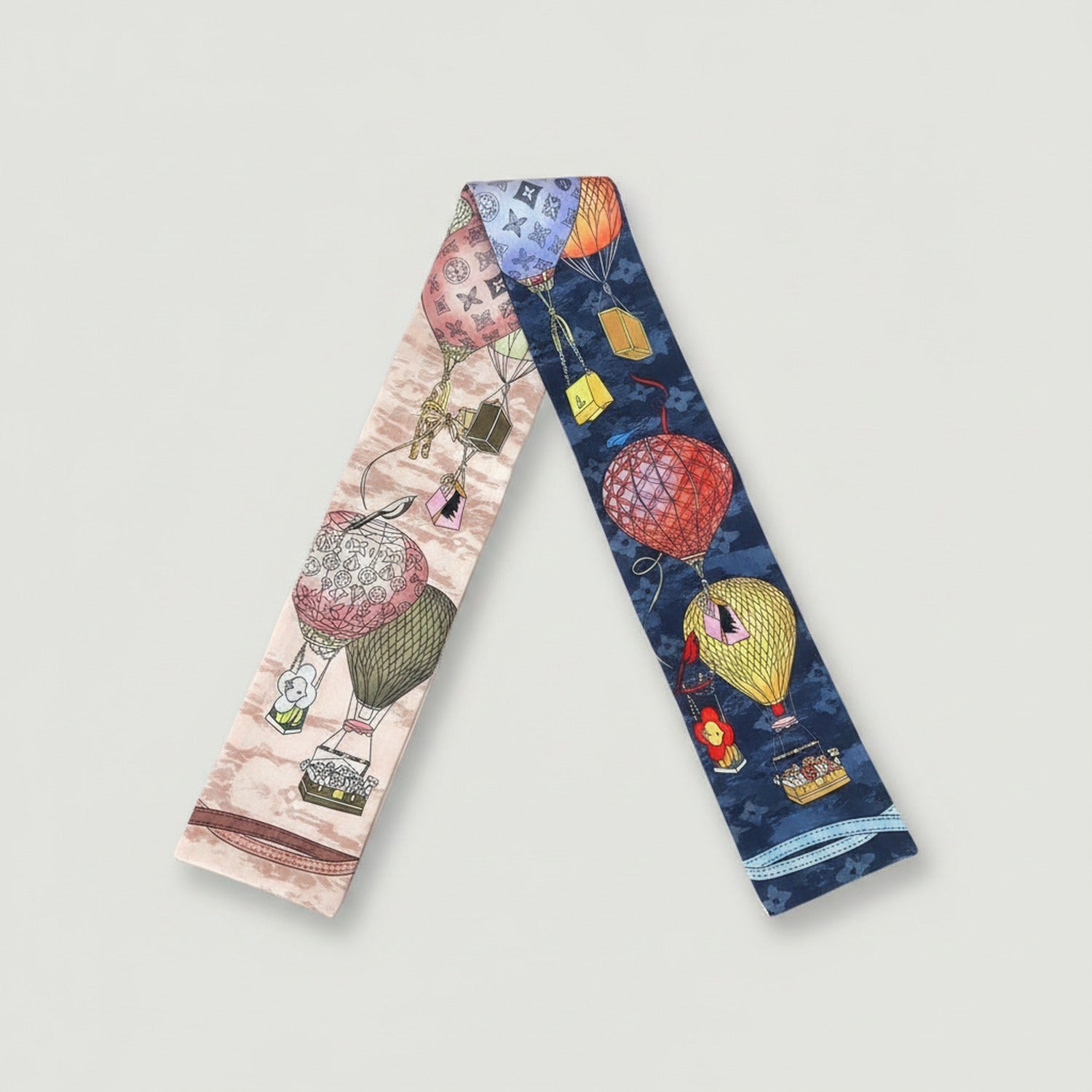 Hot Air Balloon Print Silk Hair Scarf Bandana
