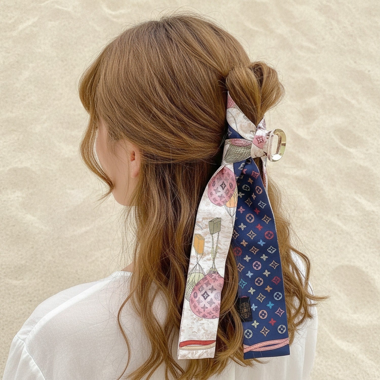 Vintage Hot Air Balloon Print Hair Scarf