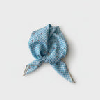 Blue Gingham Cherry Print Neck Scarf