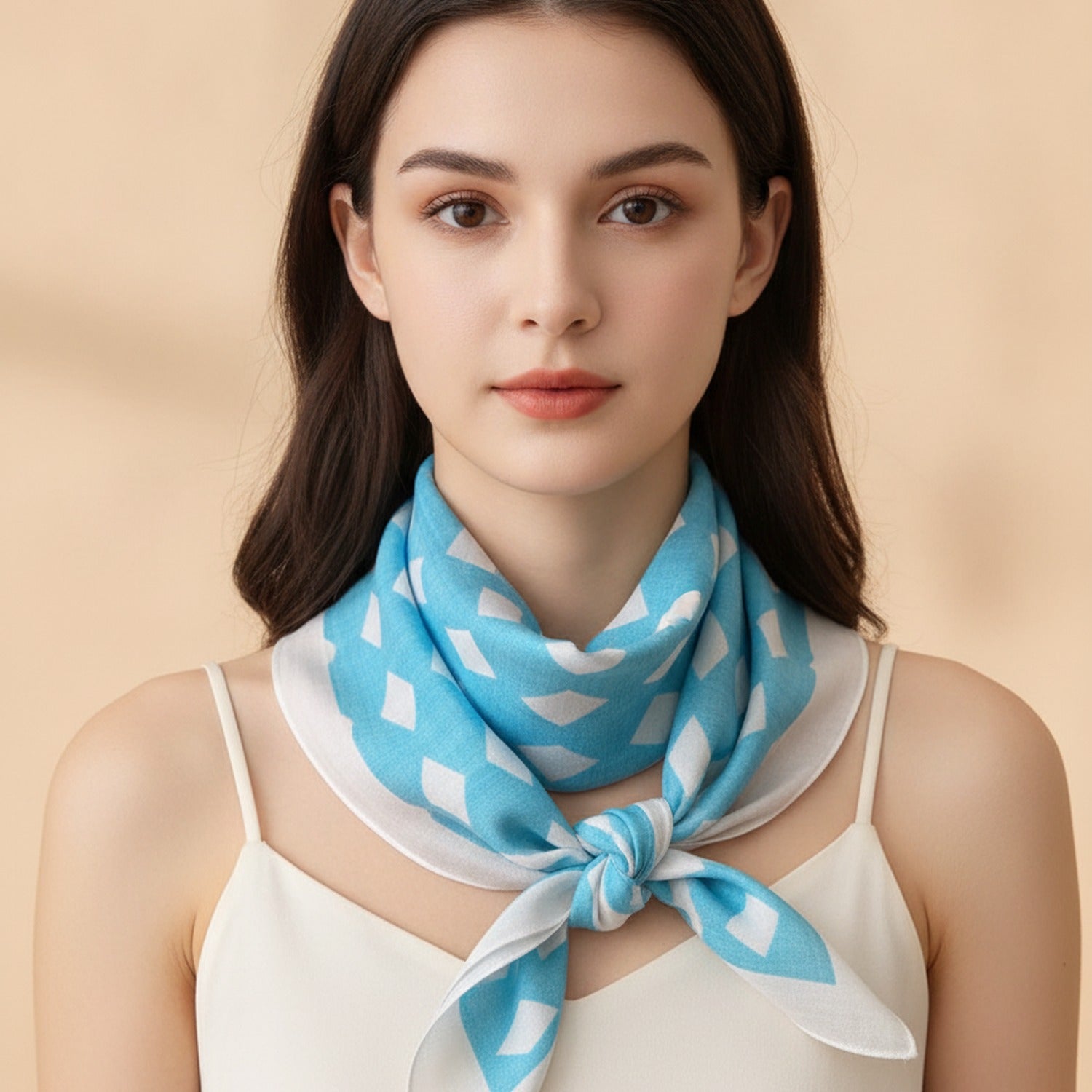Turquoise Diamond Print Neck Scarf