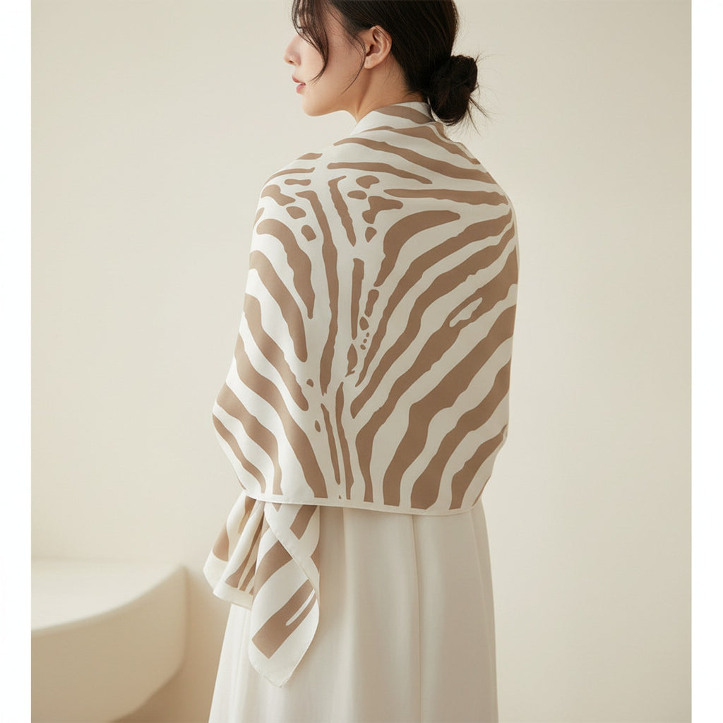 Zebra Print Taupe Square Scarf Wrap