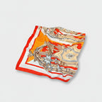 Silk Scarf With Gold Heraldic Crest Print