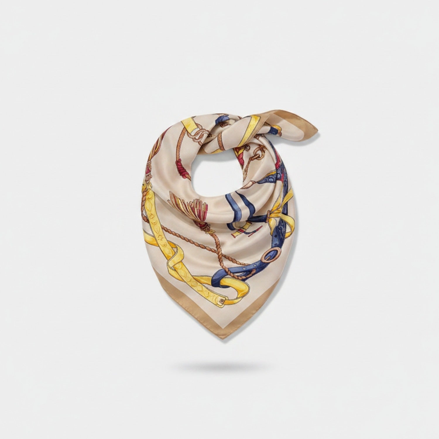 Silk Scarf with Equestrian Chain Print