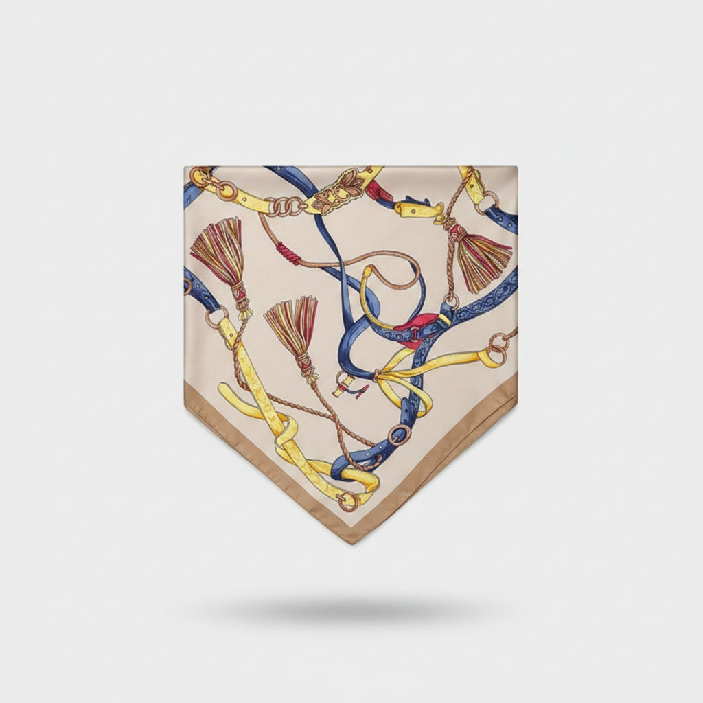 Equestrian Chain Tassel Silk Scarf