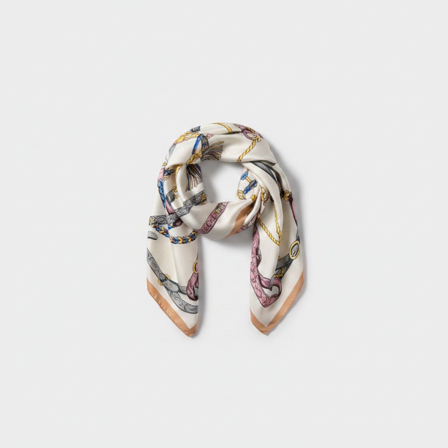 Equestrian Chain Print Silk Square Scarf