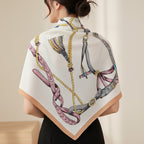 Equestrian Chain Print Silk Square Scarf