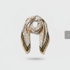 Chain Link Print Square Scarf Beige