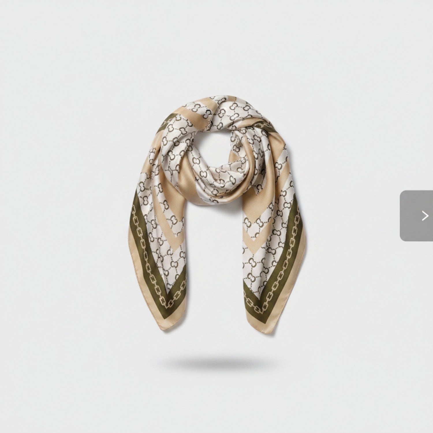Chain Link Print Square Scarf Beige