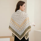 Chain Link Print Square Scarf Beige