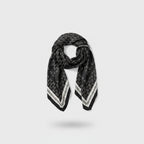 Black Chain Print Square Scarf With Border