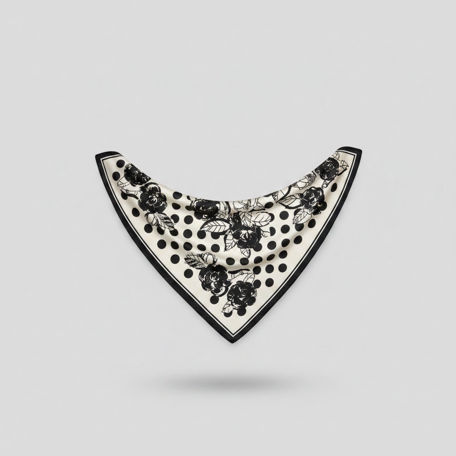Floral Bandana Black And White Polka Dot Scarf