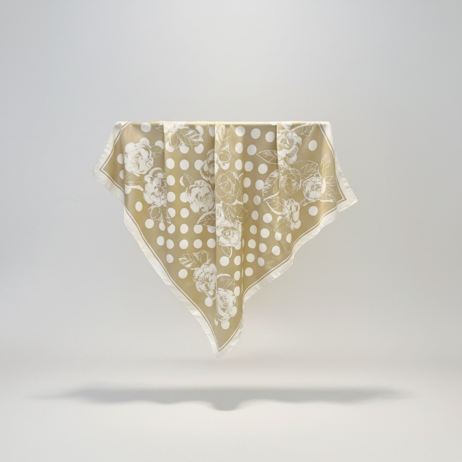 Floral Polka Dot Bandana Scarf Cream