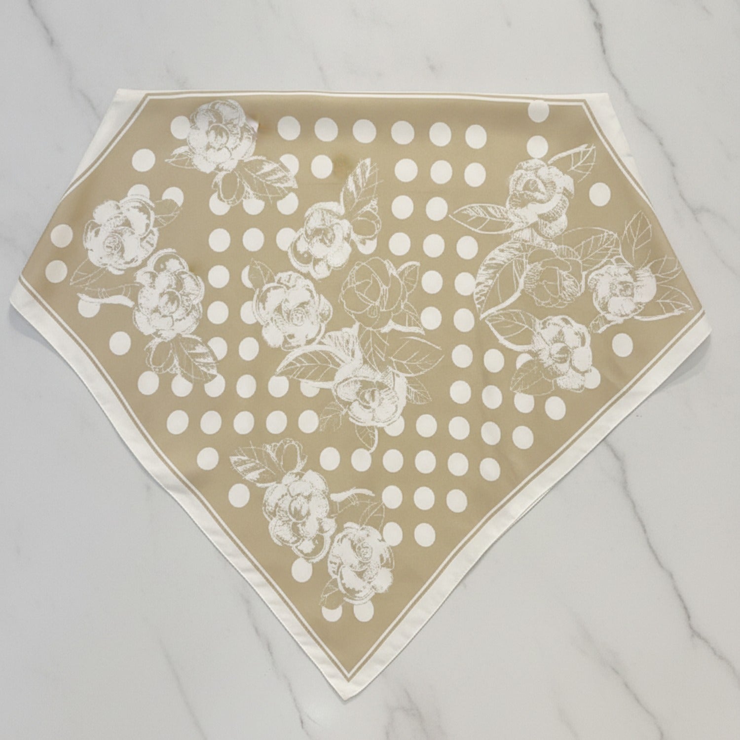 Floral Polka Dot Bandana Scarf Cream
