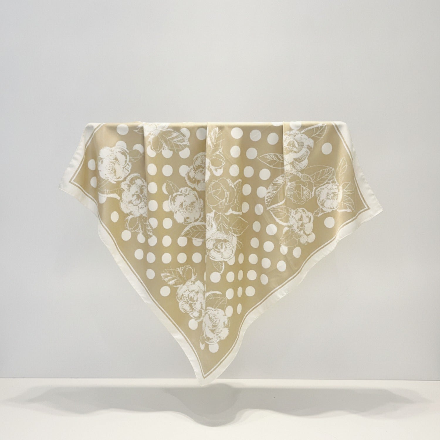 Floral Polka Dot Bandana Scarf Cream