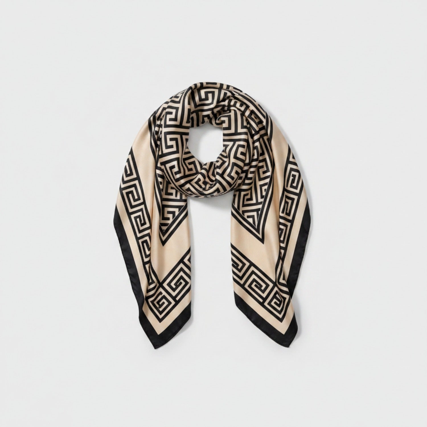 Geometric Greek Key Pattern Square Scarf