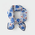 Blue Heart Print Scarf With Lace Trim