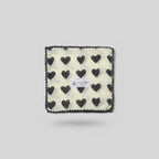 Black Heart Lace-Trimmed Cream Scarf