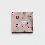 Cute Cat Print Square Scarf With Lace Trim