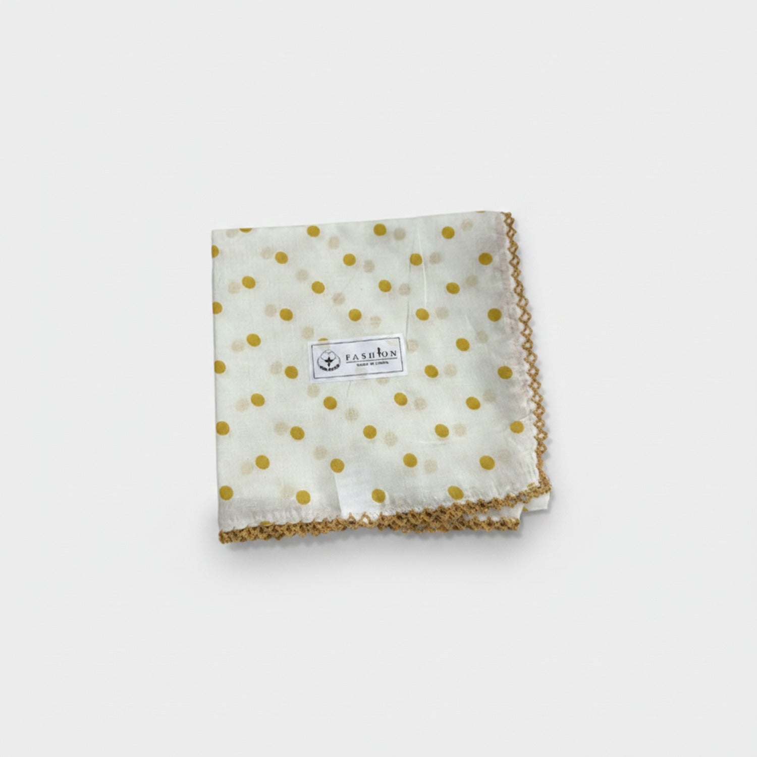 Gold Polka Dot Scarf With Crochet Trim