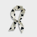 Black Heart Print Ivory Silk Neck Scarf