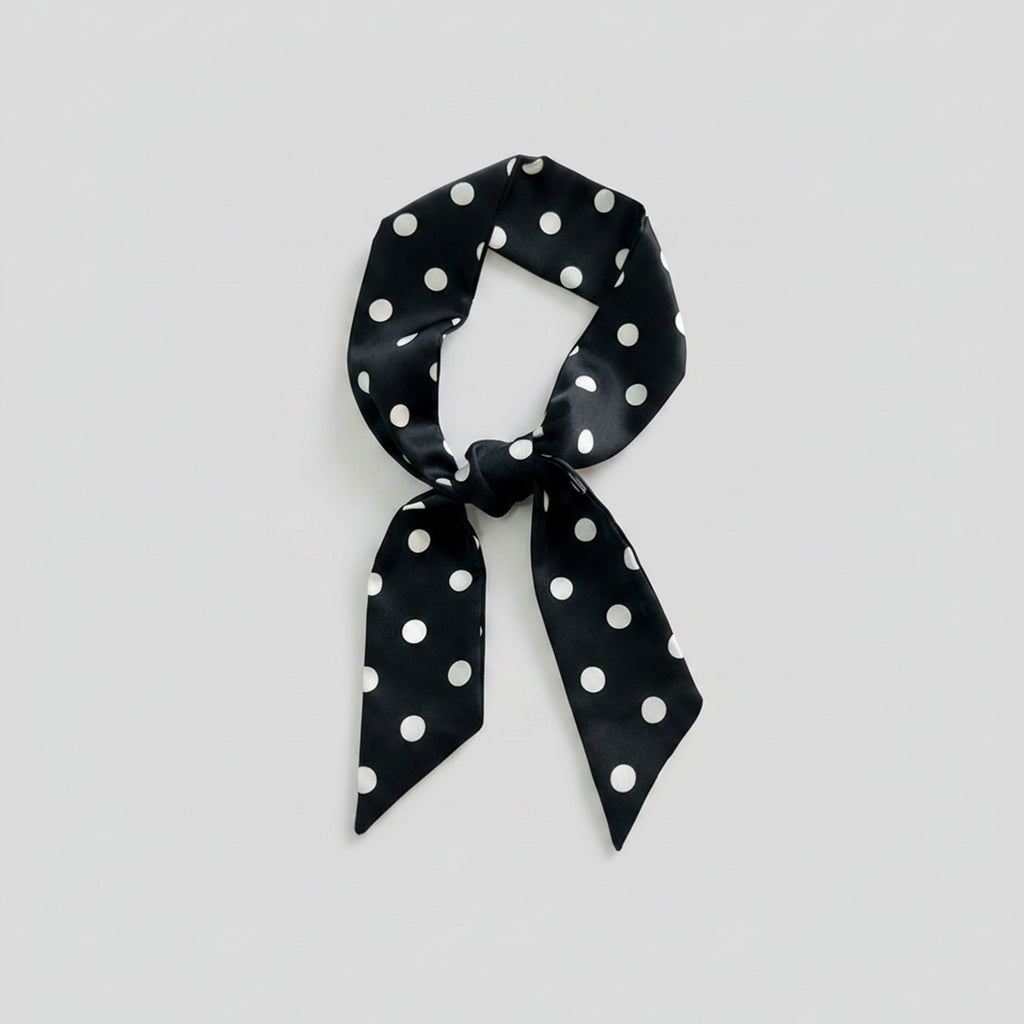 Black And White Polka Dot Bow Scarf