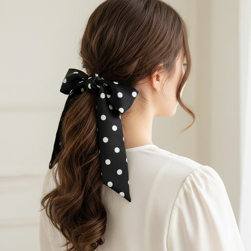 Black And White Polka Dot Bow Scarf