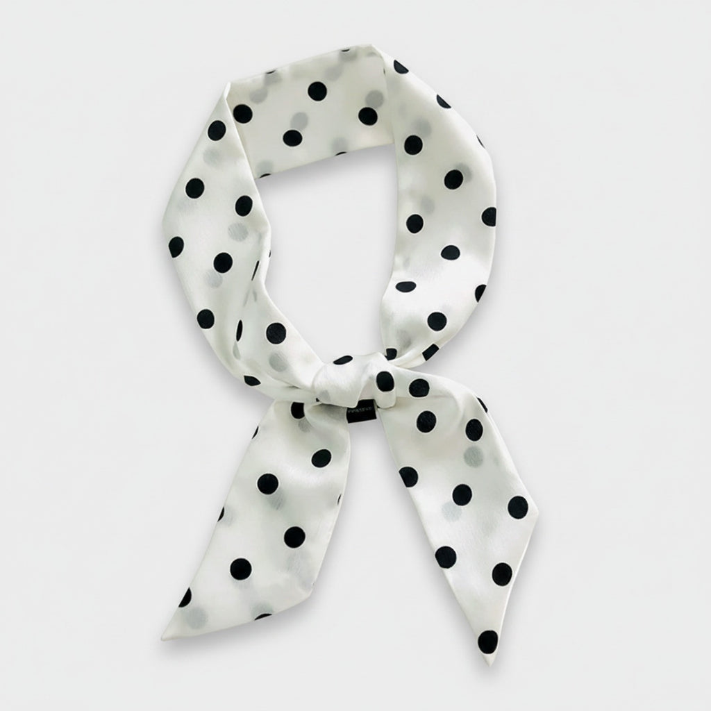 White Polka Dot Bow Tie Scarf Wrap