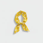 Yellow Floral Print Bow Neck Scarf