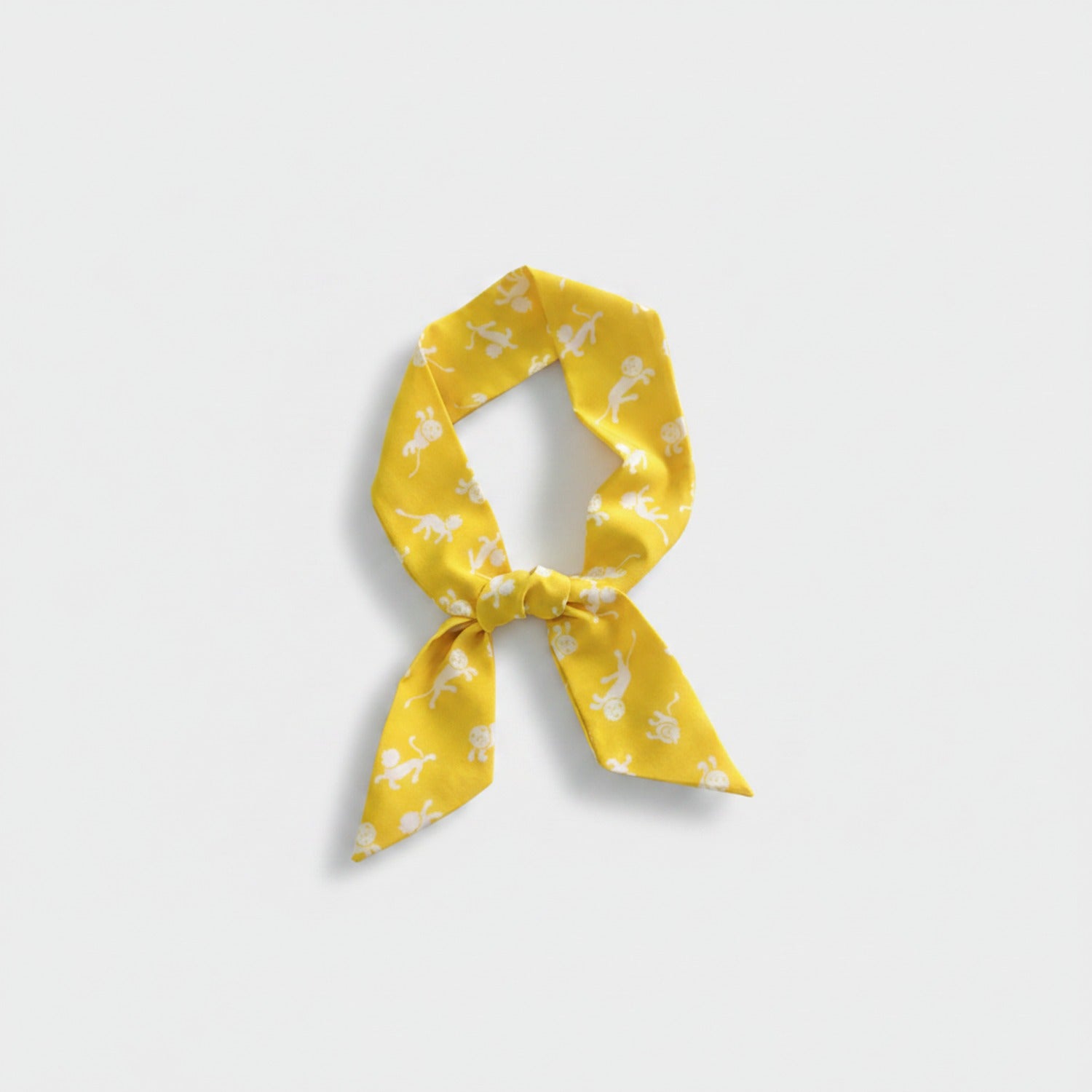 Yellow Floral Print Bow Neck Scarf