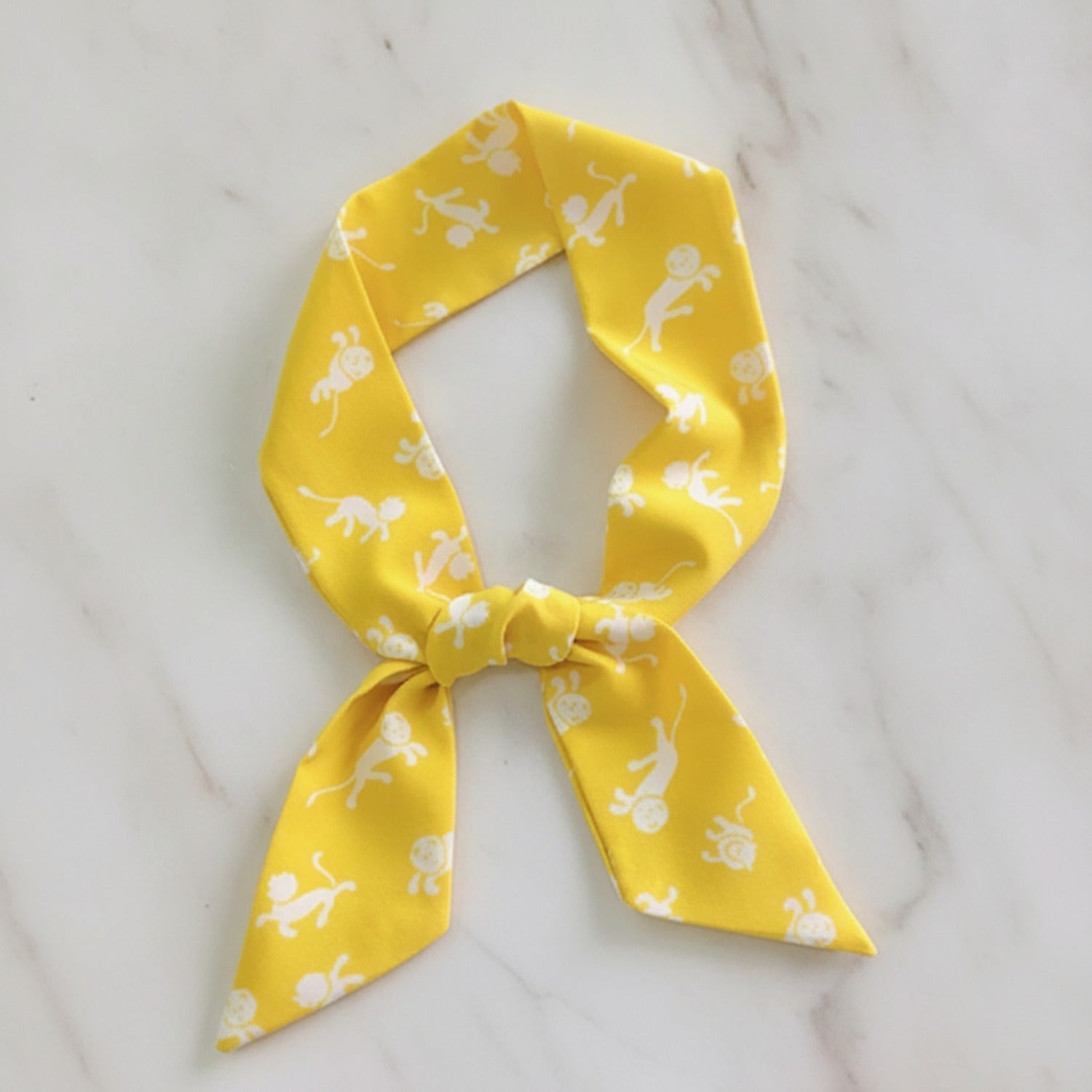 Yellow Monkey Print Bow Neck Scarf