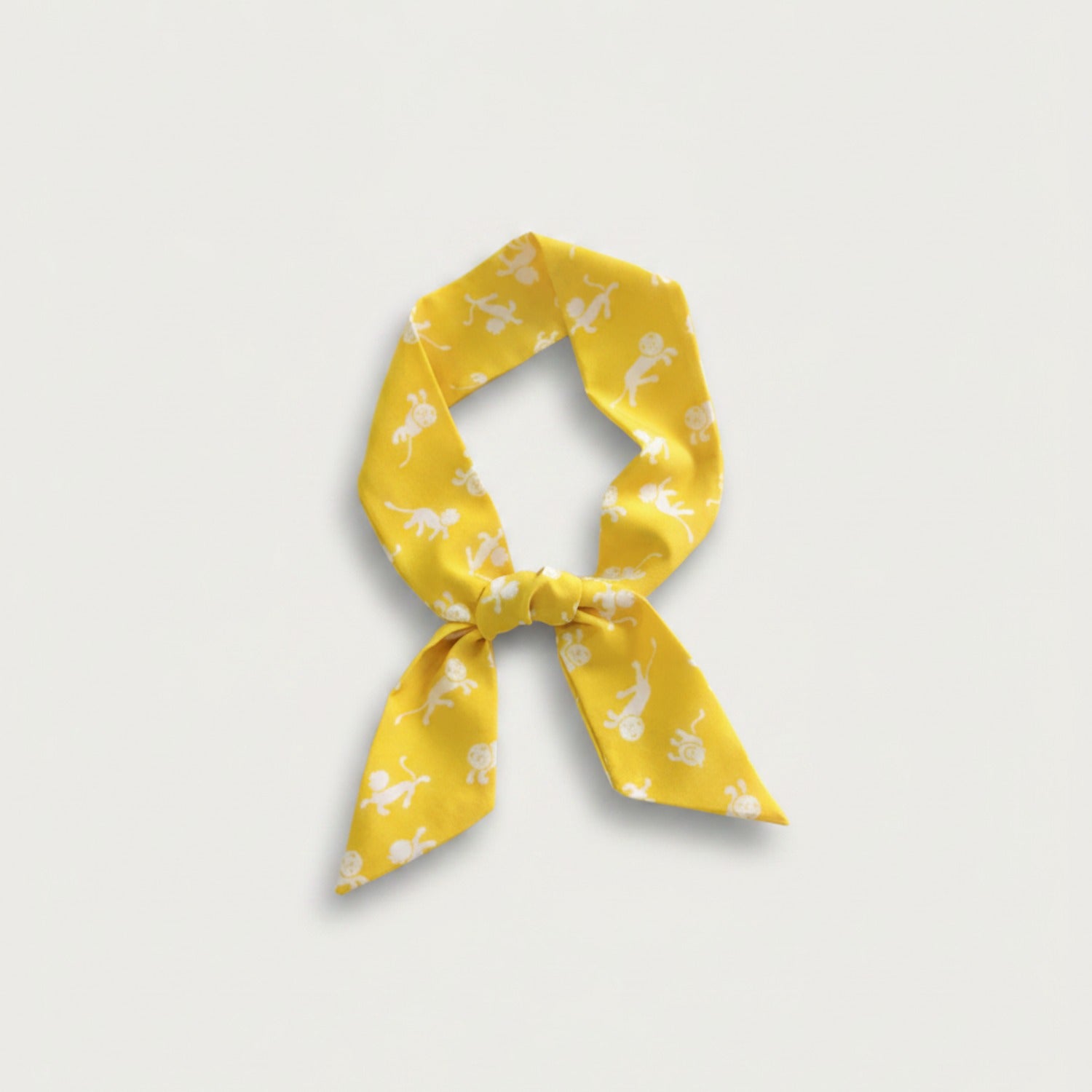 Yellow Monkey Print Bow Neck Scarf