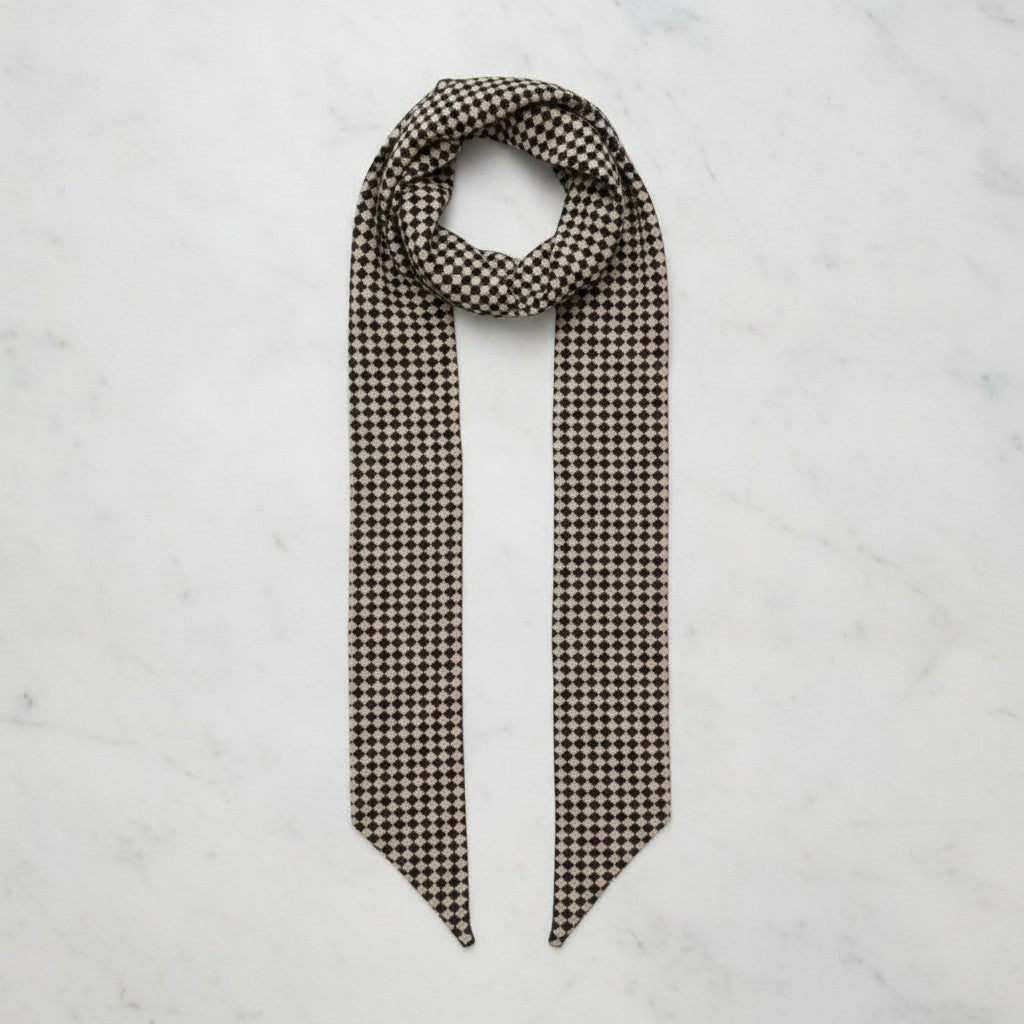 Checkered Black & Cream Lightweight Scarf – scarves & belts (view 3)