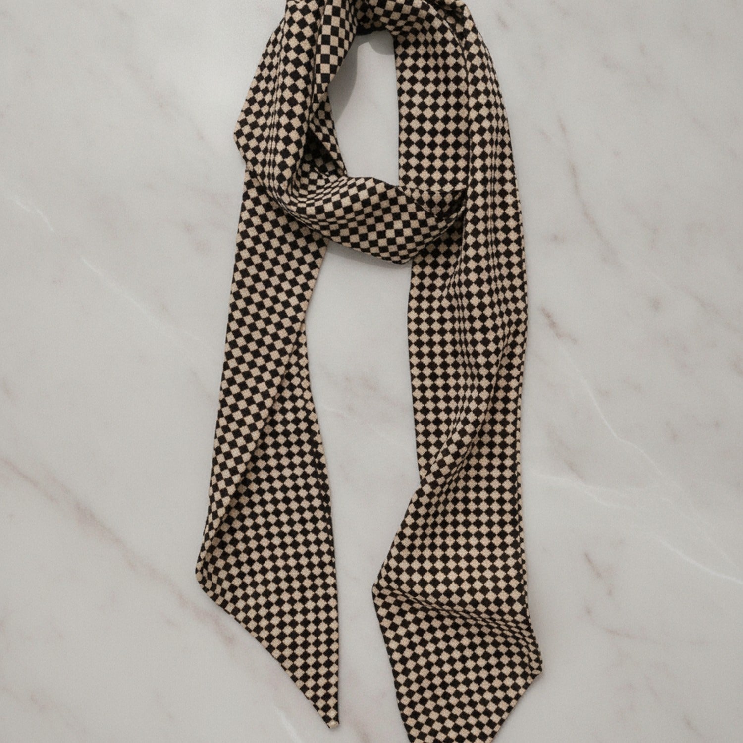 Checkered Black & Cream Lightweight Scarf