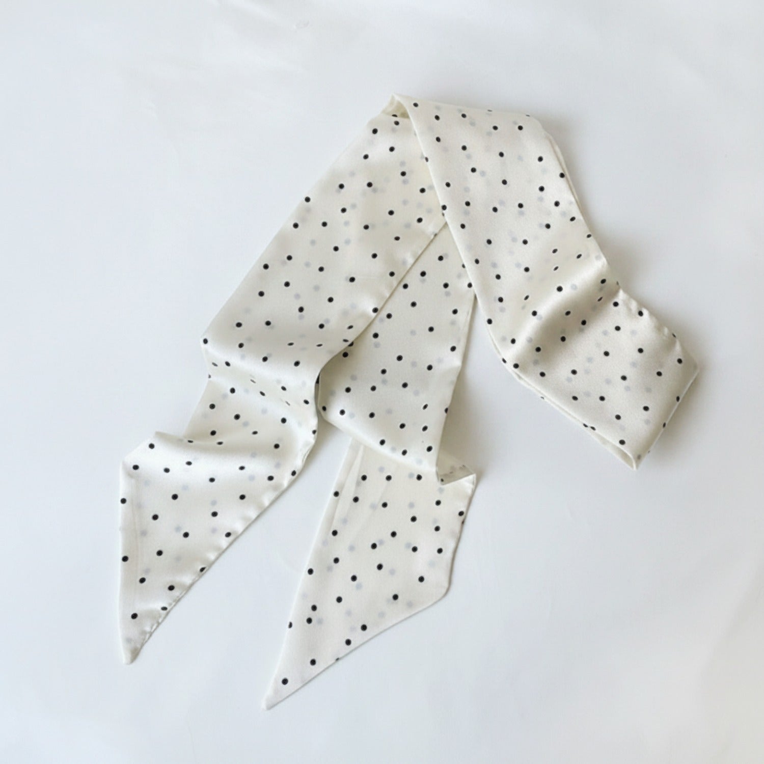 Polka Dot Cream Silk Hair Scarf