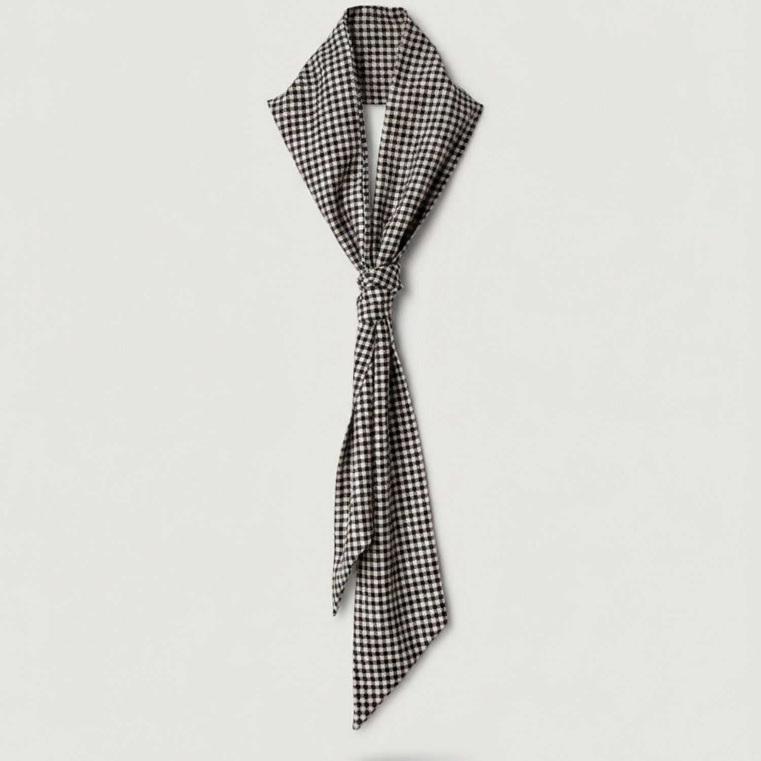 Gingham Checkered Tie Neck Scarf