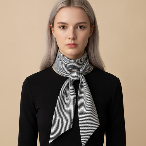 Black and White Striped Neck Scarf