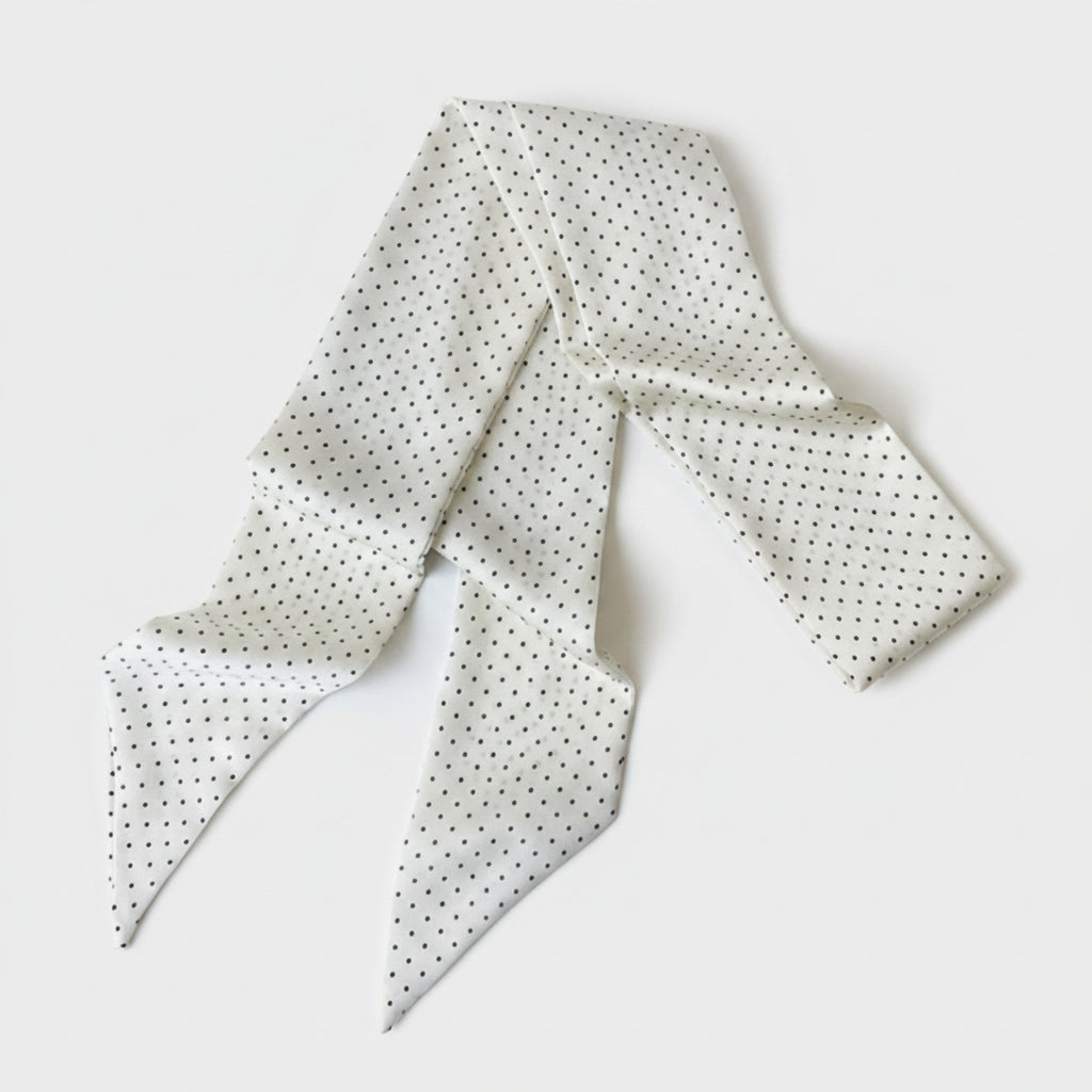 Polka Dot Pointed Scarf Belt Cream