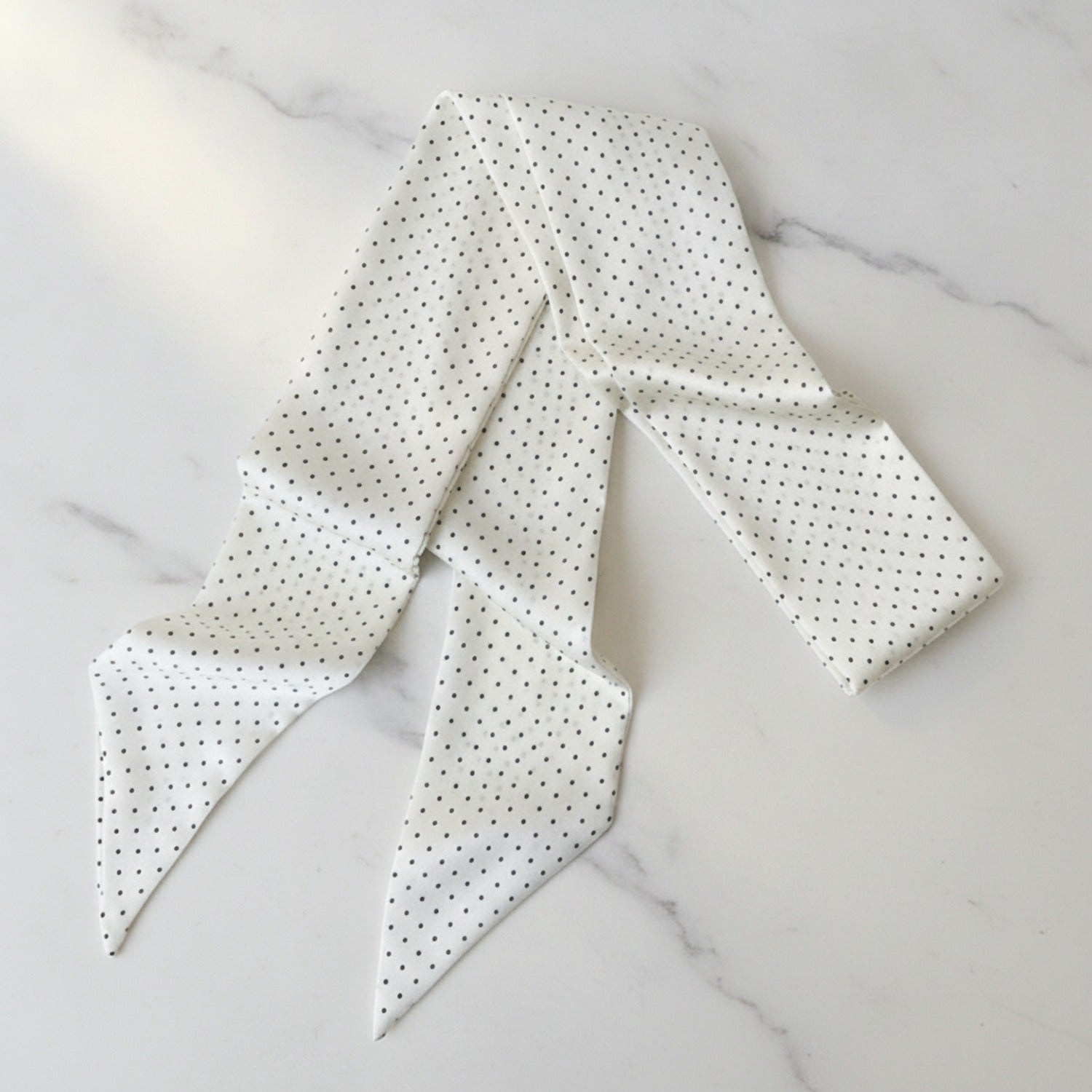 Cream Polka Dot Pointed Scarf