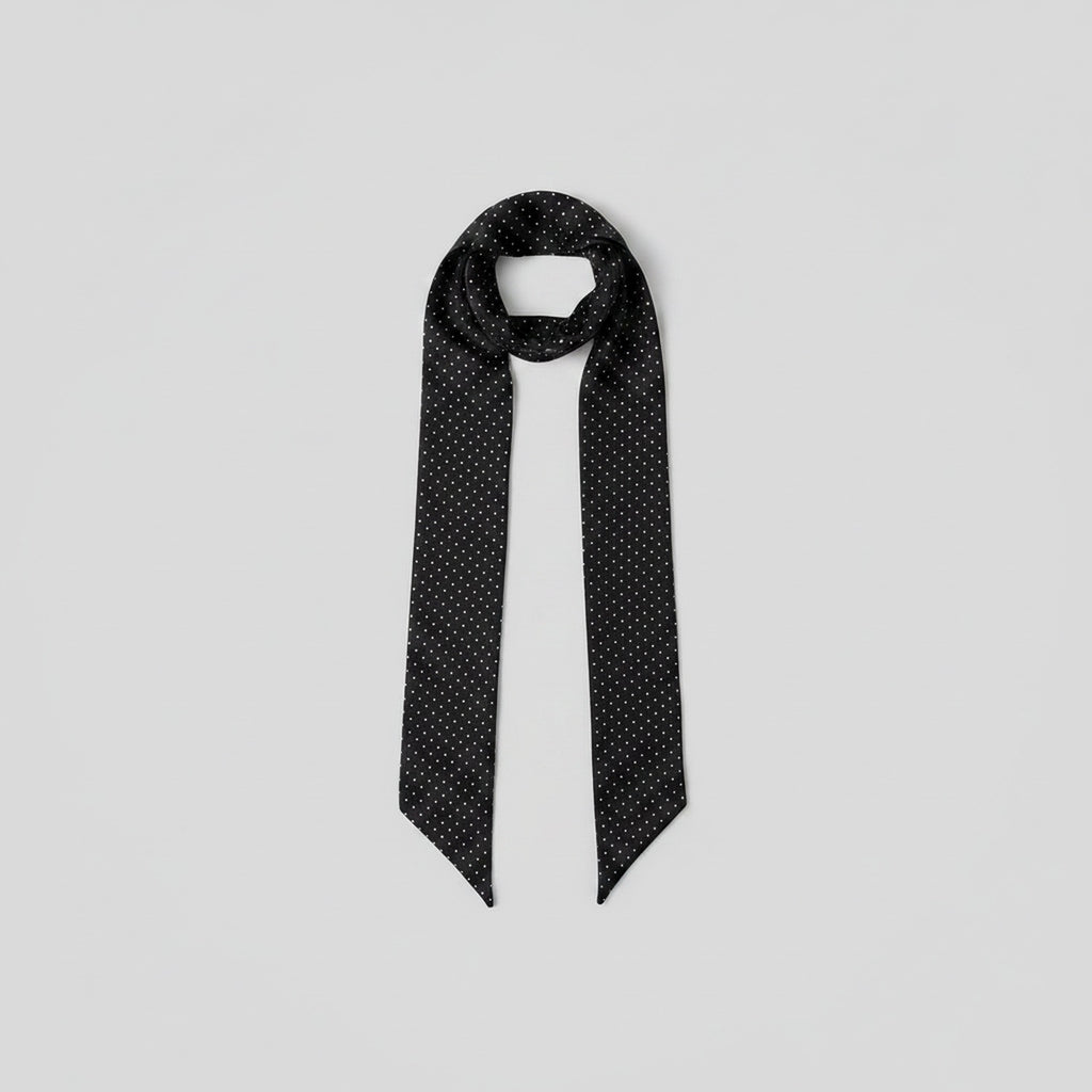 Black Polka Dot Silk Scarf