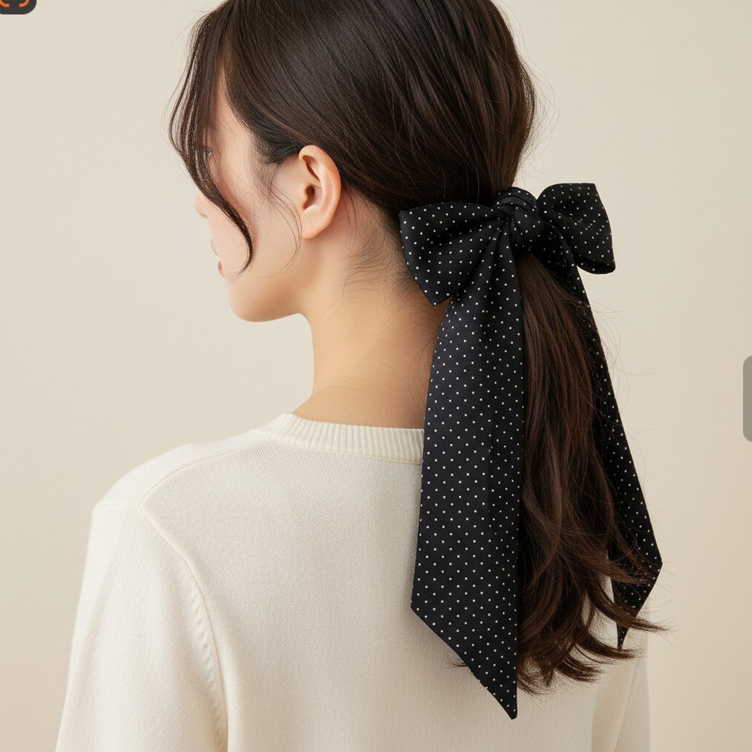 Black Polka Dot Silk Scarf